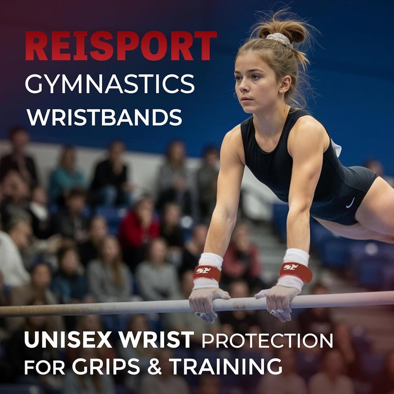 Reisport Gymnastics Wristbands - Unisex 5 Inch Sweat Wicking Wrist Protection for Grips & Training | One Size Fits Most - Available in Pink or White | Swiss Made Quality for Gymnasts - Image 2